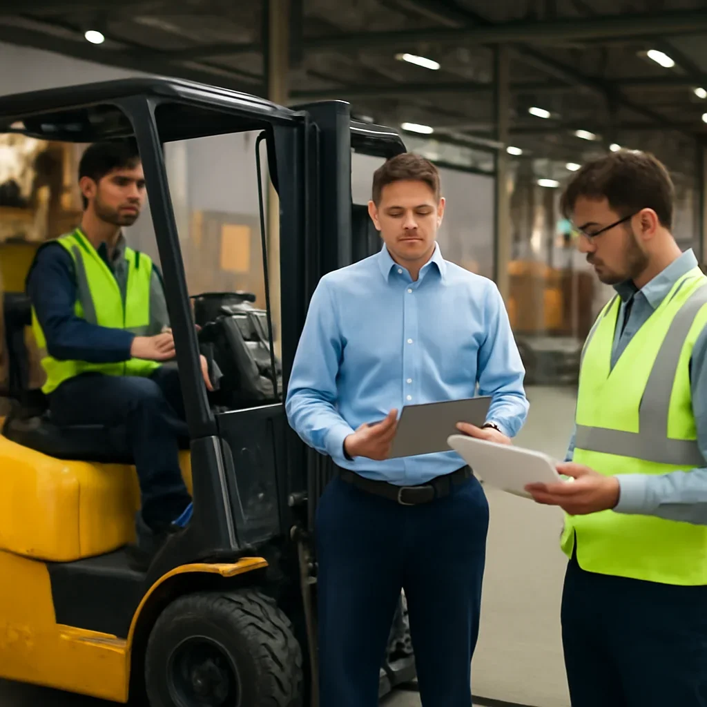 Supporting visual for forklift certification alternatives with equipment, records, or supervisor review.