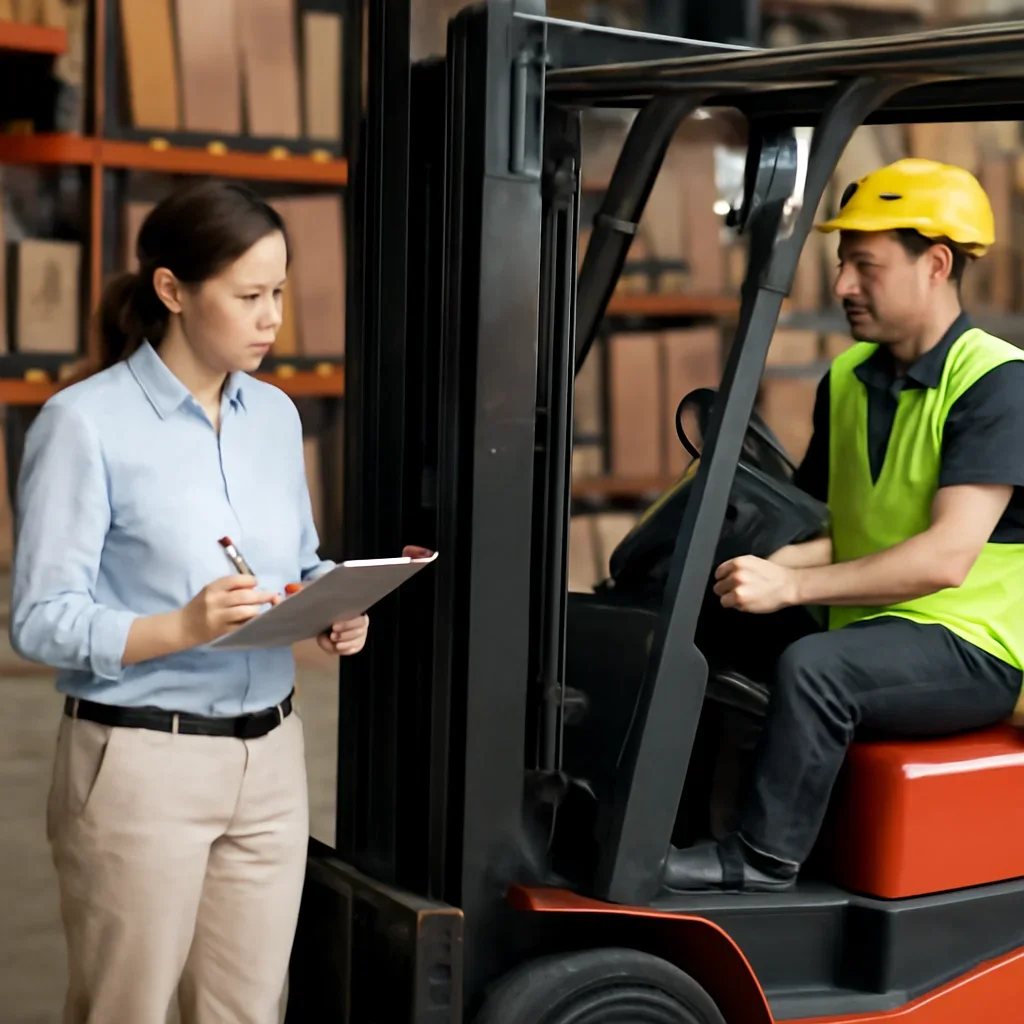 Supporting visual for class iv cushion tire training with equipment, records, or supervisor review.