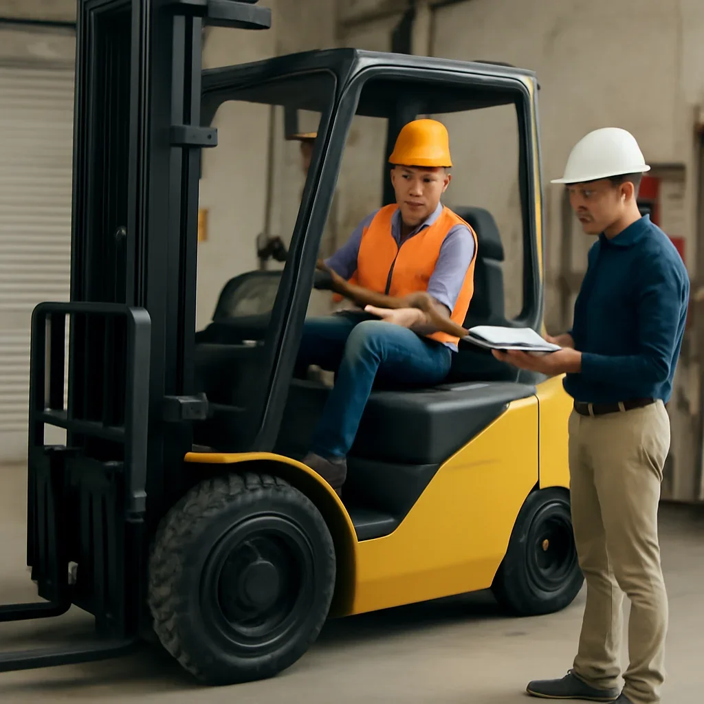 Supporting visual for class v pneumatic tire training with equipment, records, or supervisor review.