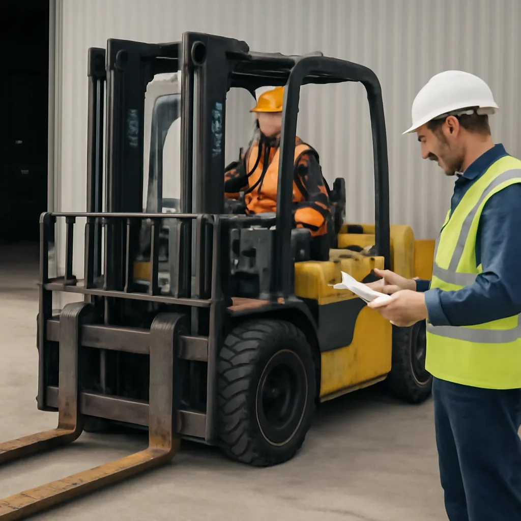 Supporting visual for class vii rough terrain forklift training with equipment, records, or supervisor review.