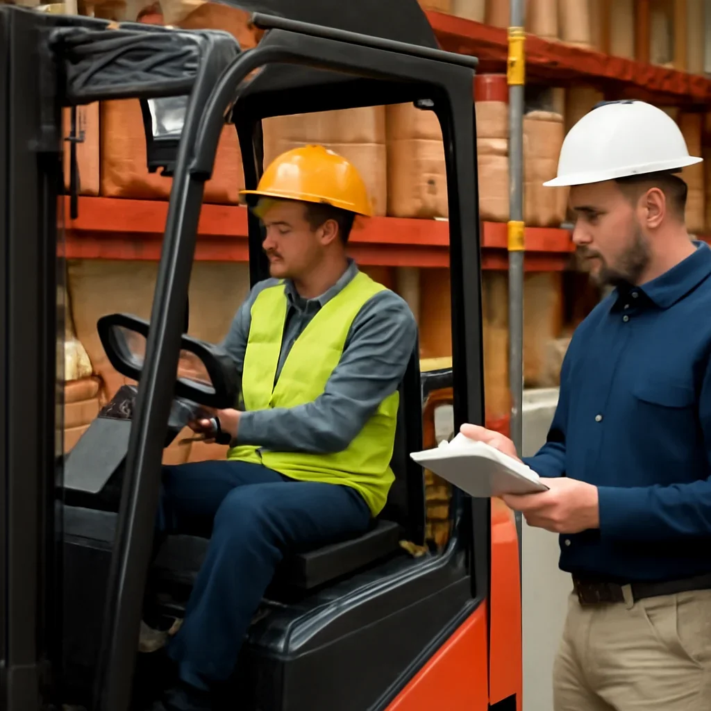 Supporting visual for training recordkeeping with equipment, records, or supervisor review.