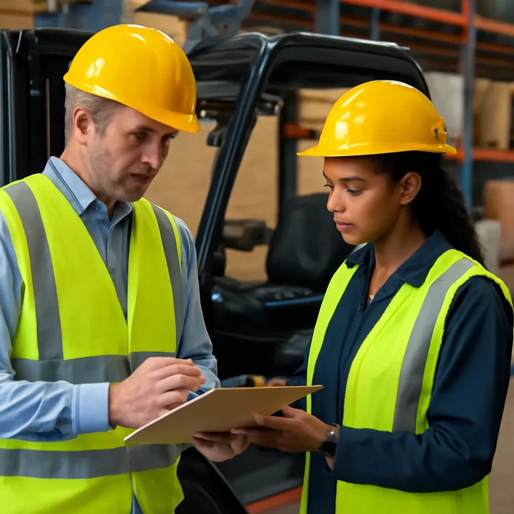 Next-step planning scene related to forklift inspection checklist for employers and operators.