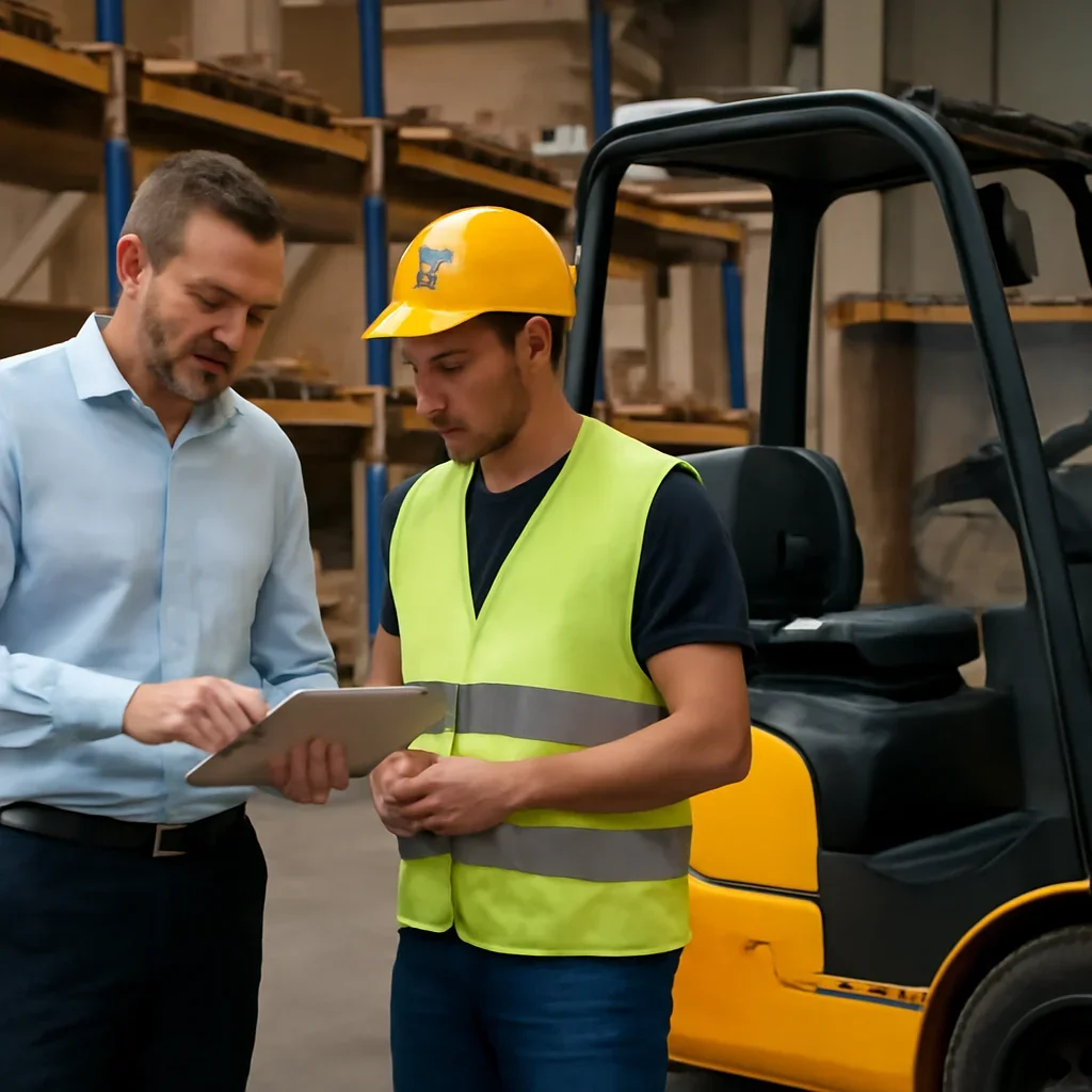 Next-step planning scene related to forklift license for employers and operators.