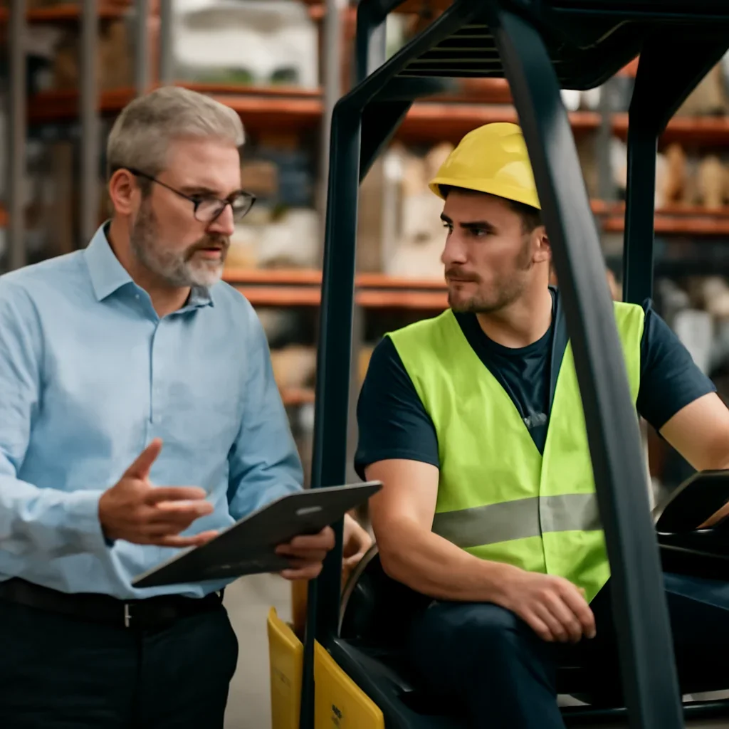 Next-step planning scene related to forklift operator test for employers and operators.