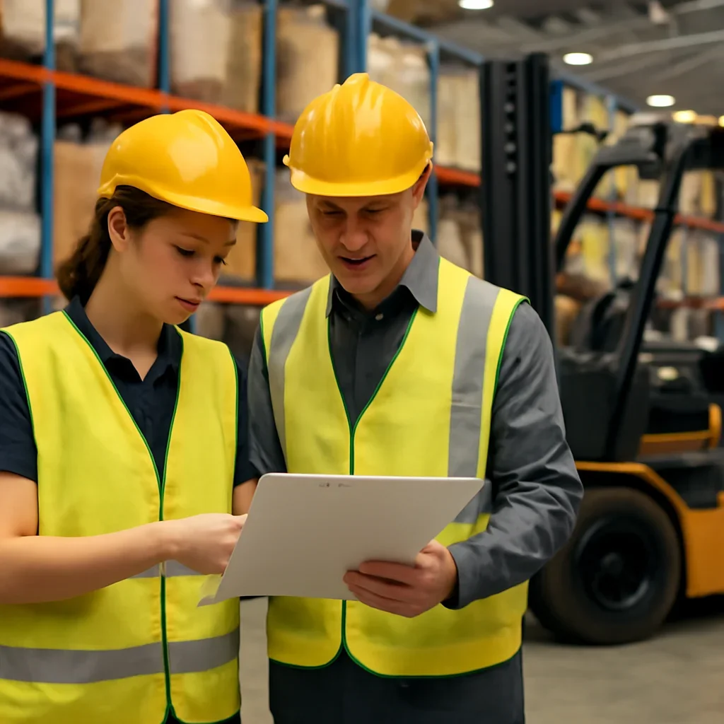 Next-step planning scene related to forklift training manual for employers and operators.