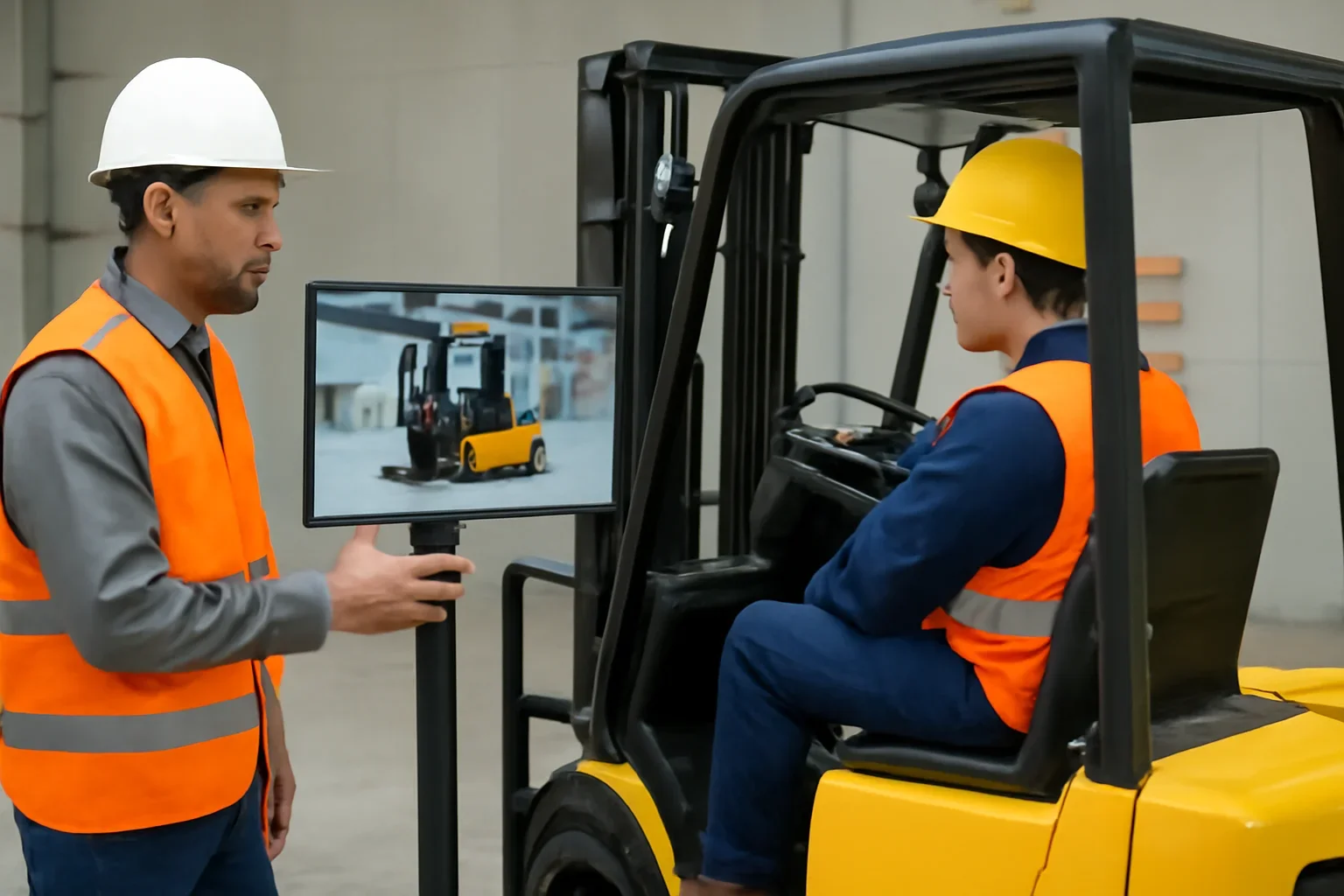 Forklift Training Videos shown through a realistic forklift training and workplace safety scene.