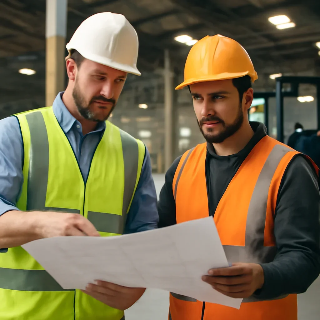 Next-step planning scene related to construction for employers and operators.
