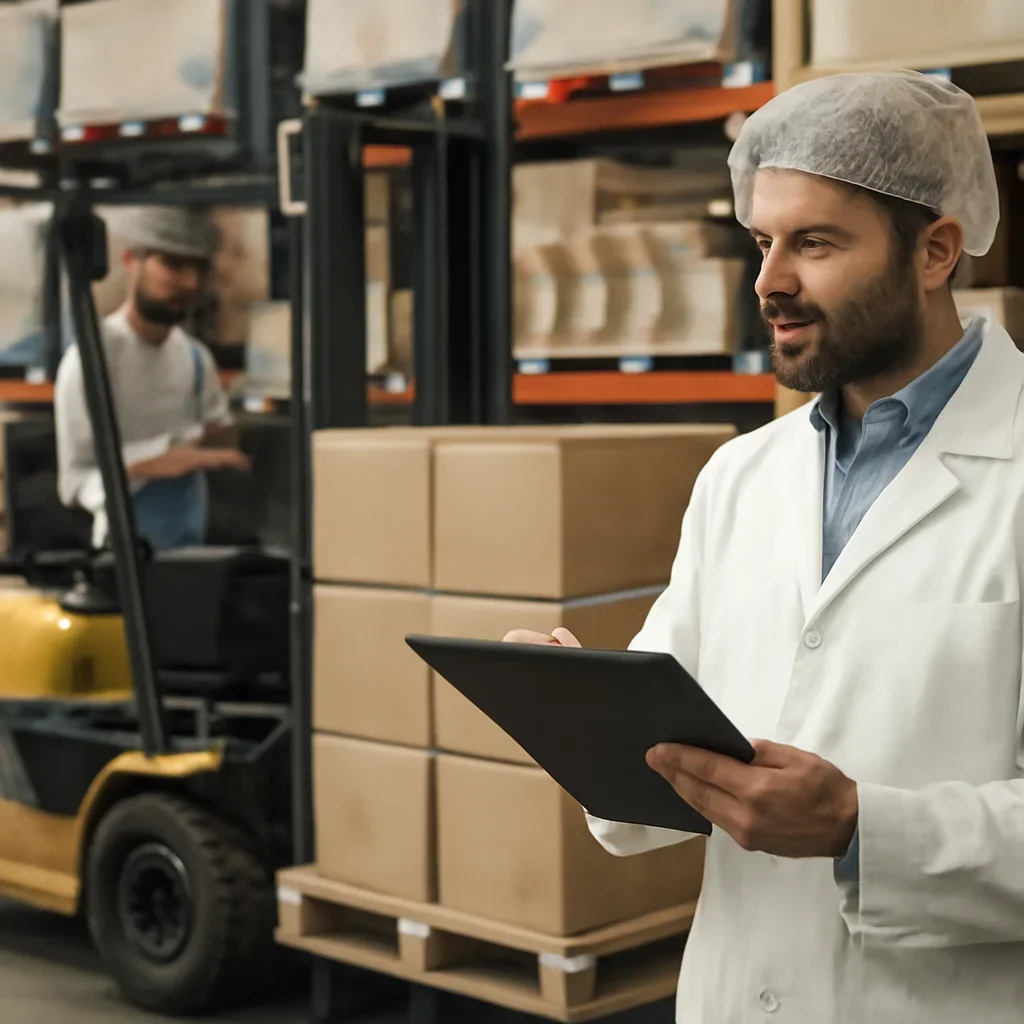 Supporting visual for food & beverage with equipment, records, or supervisor review.