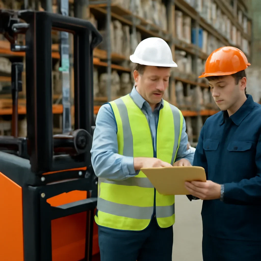 Next-step planning scene related to order picker training for employers and operators.