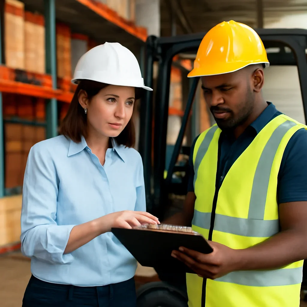 Next-step planning scene related to florida forklift training for employers and operators.