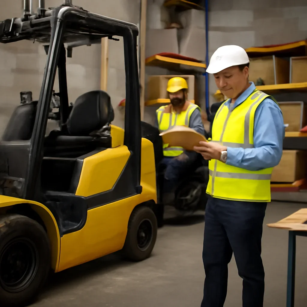 Supporting visual for new york forklift training with equipment, records, or supervisor review.