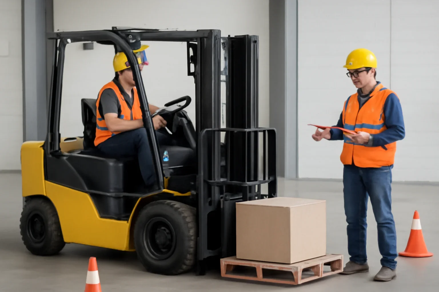 Texas Forklift Training shown through a realistic forklift training and workplace safety scene.